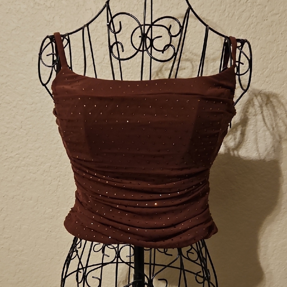 Chic Brown Camisole with Gold Accents
